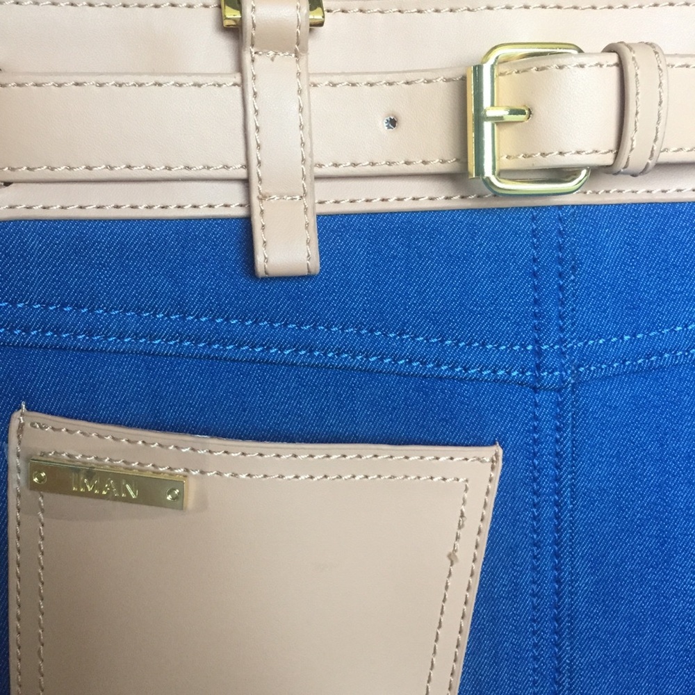 Nwot Iman Denim Global Chic Statement Bag - image 7
